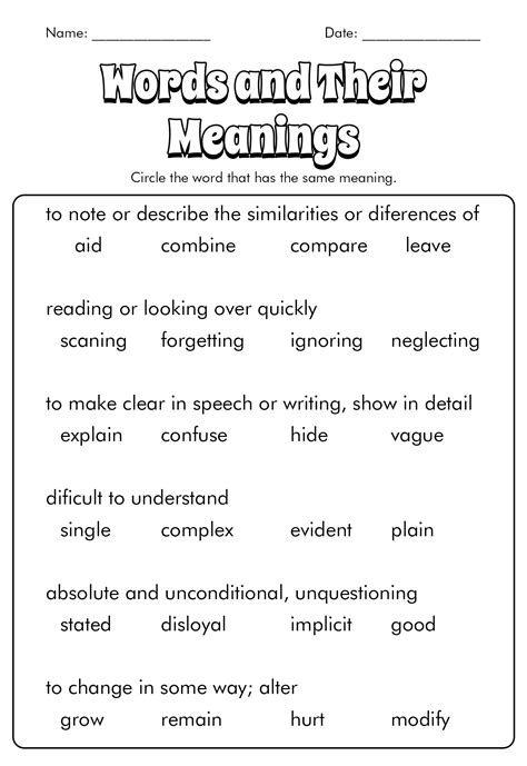 14 Best Images of Vocabulary Matching Worksheet Template - Matching Vocabulary Template, Charlie ...