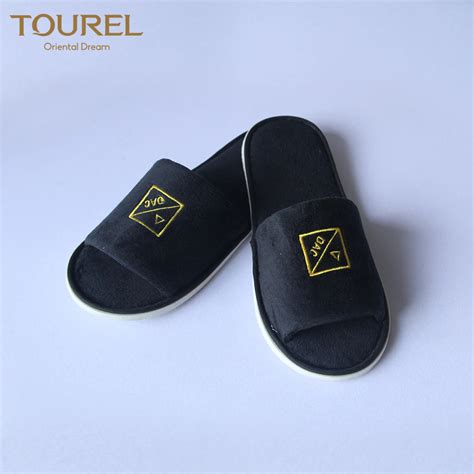 Personalized Logo Hotel Room Slippers Cotton Velour Waffle Towel Sleepers Hotel - Buy Hotel Room ...