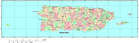 Digital Puerto Rico map in Adobe Illustrator vector format