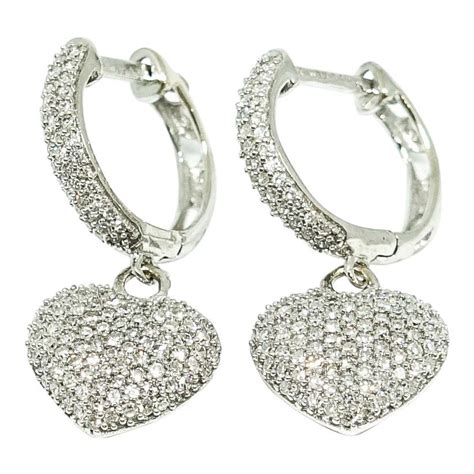 Pave Diamond Heart Shaped Drop Earrings– Oliver Jewellery