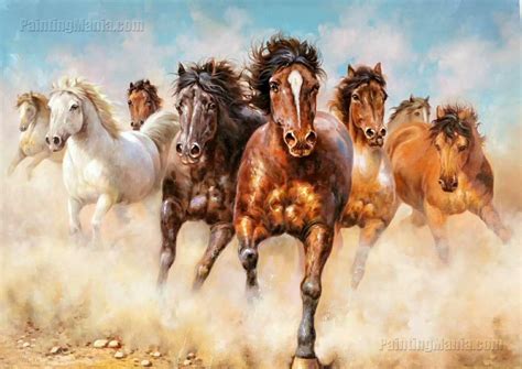 The Eight Galloping Horses (Wild Horses Running Dust) - Horses - Animals Paintings | Wild horses ...