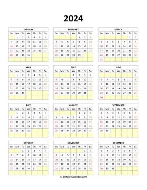 2024 Calendar Template Editable Editable - Essie Jacynth