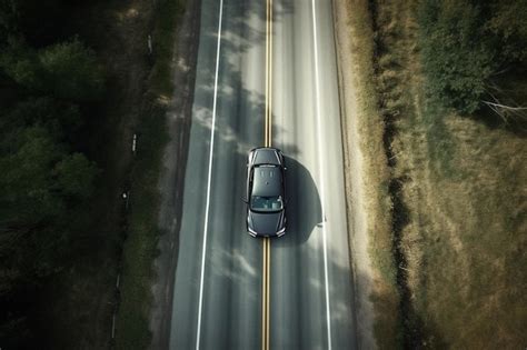 Premium AI Image | Aerial view of a car on the road