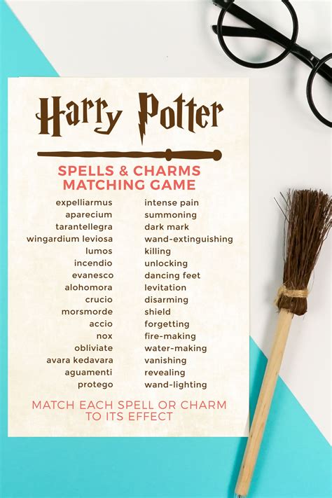 Printable Harry Potter Spells - Effortless June Calendar Downloads