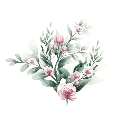 Bouquet of pink watercolor flowers 13855116 PNG