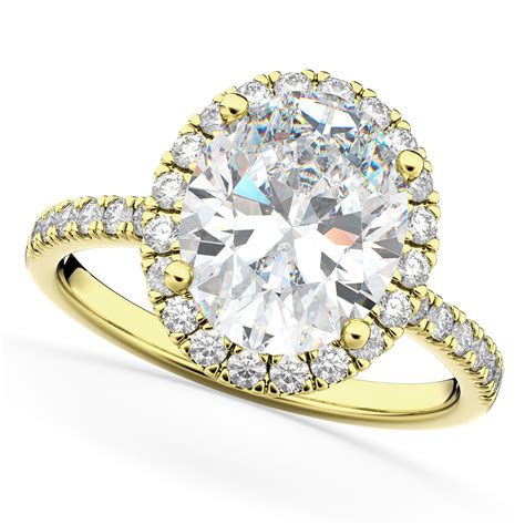 Oval Cut Halo Diamond Engagement Ring 14K Yellow Gold 3.51ct - AD4312