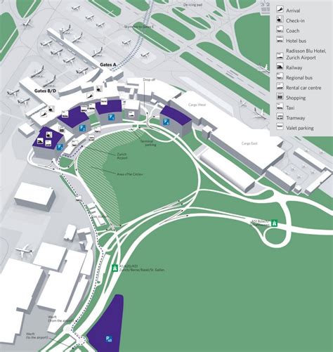 Zürich airport map - Ontheworldmap.com