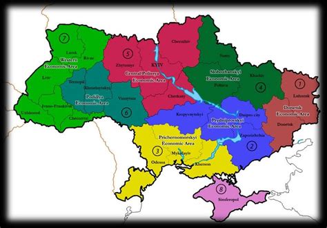 Map of economic areas of Ukraine according to the location of regional... | Download Scientific ...