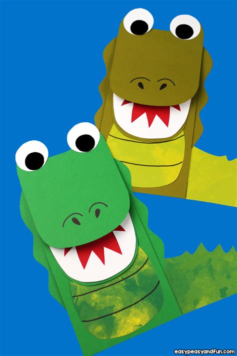 Crocodile Paper Bag Puppet (with Template) - Easy Peasy and Fun