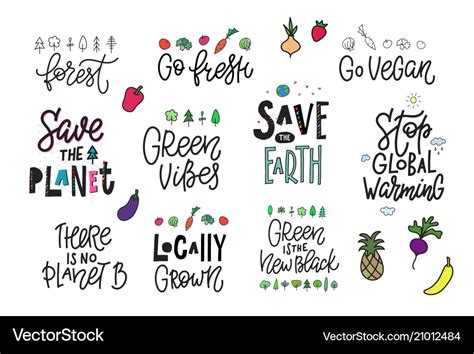 Save the planet earth vegan print quote lettering Vector Image