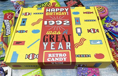 Retro Candy Yum 1992 30th Birthday Decade Gift Basket - 90s Candy Assortment for 30 Year Olds