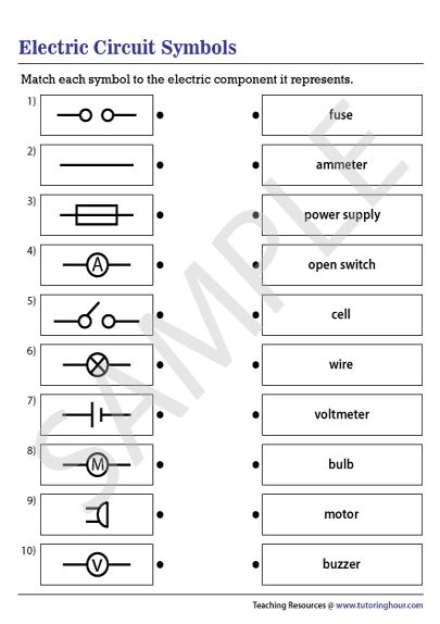 Electric Circuit Symbols Worksheet