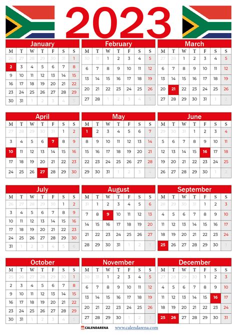 free printable calendar 2023 south africa - 2023 printable calendar with south africa holidays ...