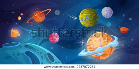 Cartoon Space Landscape Flat Cartoon Illustration Stock Vector (Royalty Free) 2237072961 ...