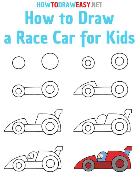 How to Draw a Race Car for Kids Step by Step | Drawing lessons for kids, Drawing for kids, Easy ...