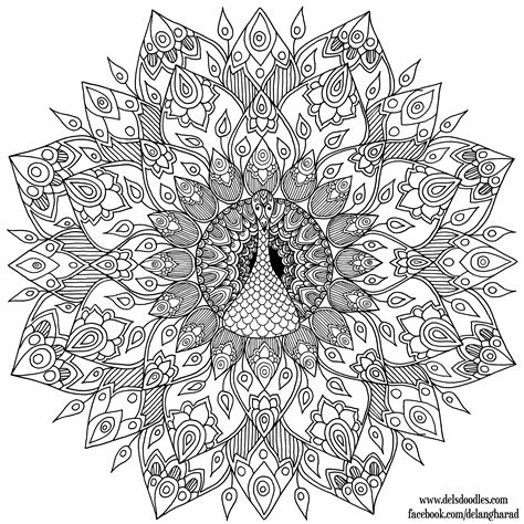 Hand-Drawn Peacock Mandala Colouring Page by WelshPixie on DeviantArt