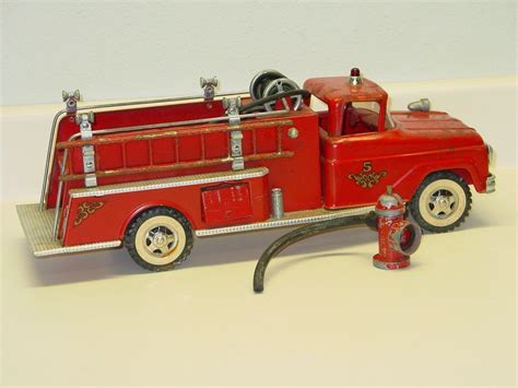 Vintage Tonka Fire Truck #5, Pressed Steel Toy Vehicle With Hydrant | #1845778339