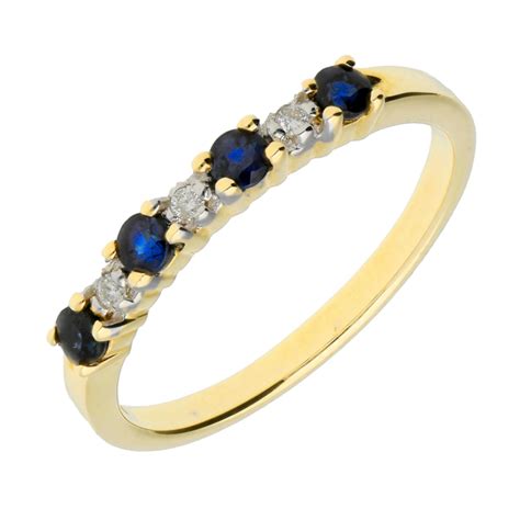 9ct Yellow Gold Sapphire & Diamond Eternity Ring | Buy Online | Free Insured UK Delivery