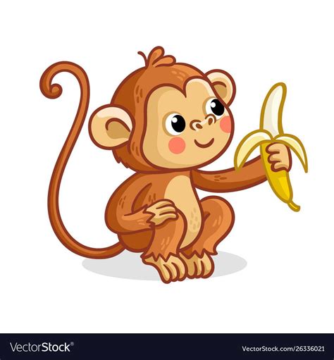 Monkey on a white background eats banana vector image on VectorStock | Monkey and banana, Monkey ...