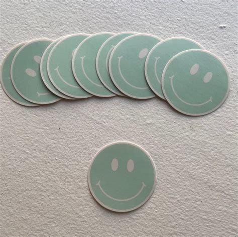 Smiley Face Sticker Green and Pink Smiley Sticker Happy Face - Etsy