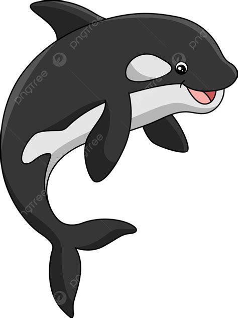 Killer Whale Cartoon Colored Clipart Illustration Leaping Cetacean Colored Vector, Leaping ...