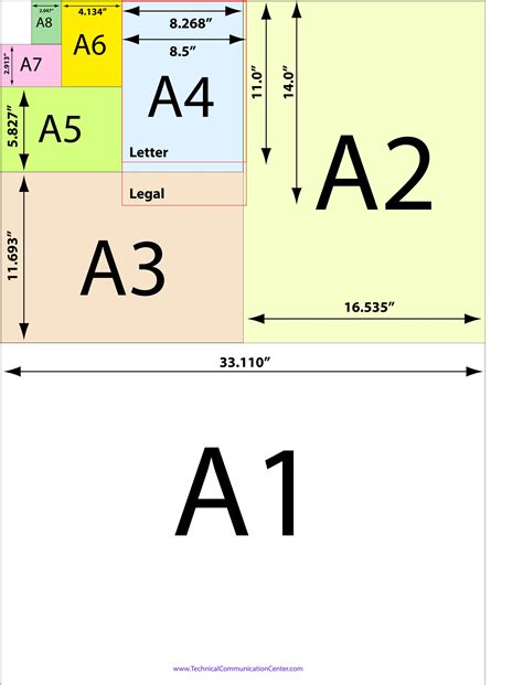 Paper Size Chart Printable