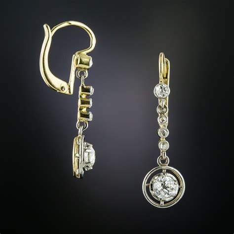 Antique Diamond Drop Earrings, Circa 1900 - Antique & Vintage Earrings - Vintage Jewelry