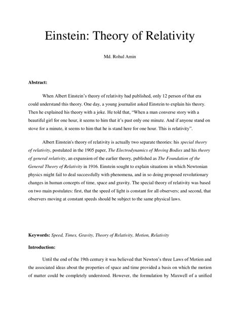 (PDF) Einstein: Theory of Relativity