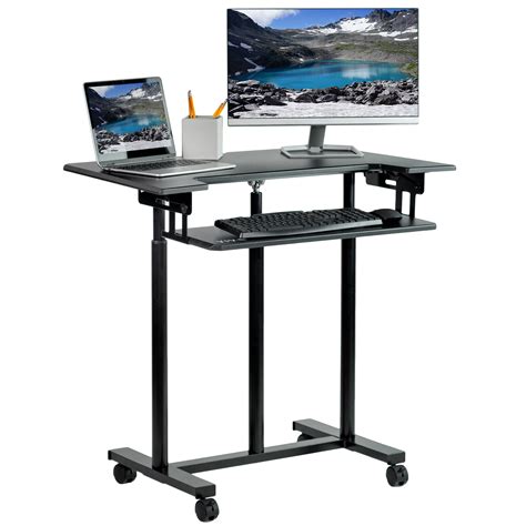 VIVO Mobile Height Adjustable Stand Up Desk Cart with Sliding Keyboard Tray - Walmart.com