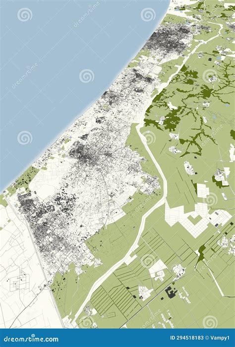 Map of Gaza Strip, Israel, Map and Borders, Reliefs and Lakes. Gaza City Stock Illustration ...