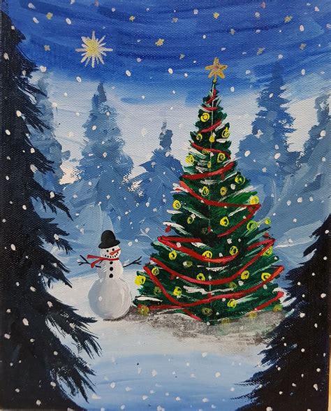 Simple christmas tree step by step acrylic painting on canvas for beginners – Artofit