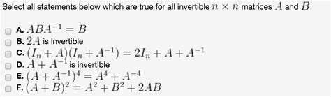 linear algebra - Invertible matrices - Mathematics Stack Exchange