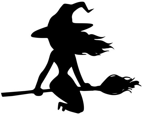 Halloween Witchcraft Silhouette Clip art - Halloween Witch on Broom Silhouette PNG Image png ...