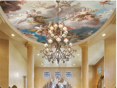 3d ceiling murals wallpaper European style angel character ceiling murals wallpaper 3d ceiling ...