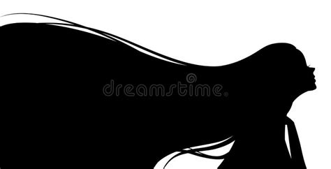 Silhouette of Beautiful Girl in Profile with Long Hair Stock Vector - Illustration of style ...