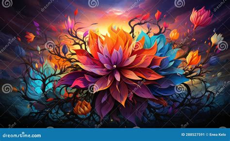 Psychedelic Mandala Art stock illustration. Illustration of plant - 288527591