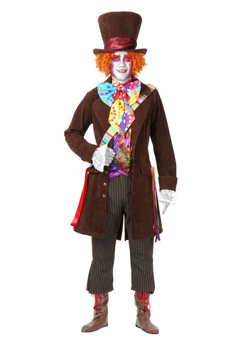 Men's Deluxe Mad Hatter Costume W/ Vest, Jacket, & Bow Tie