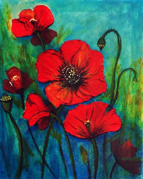 Red Poppies for Remembrance Painting by A Little more Whirl | Saatchi Art