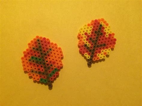 Leaves perler bead | Perler beads, Diy perler beads, Pony beads