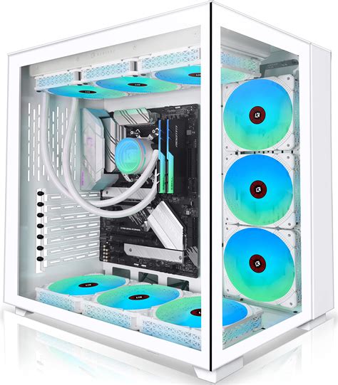 Buy KEDIERS PC Case - ATX Tower Tempered Glass Gaming PC Open Frame with 9 RGB Fan,C590，white ...