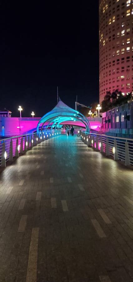 Tampa Riverwalk Lit Up at Night Editorial Photo - Image of light, downtown: 205720841