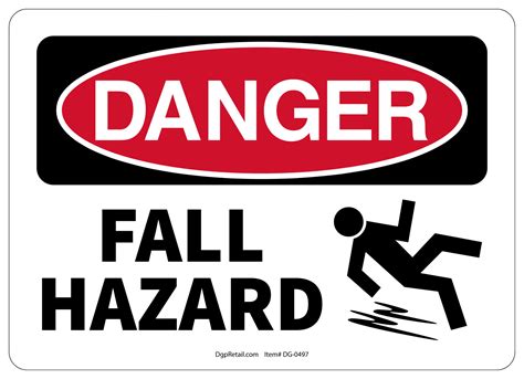 OSHA DANGER SAFETY SIGN FALL HAZARD - Walmart.com - Walmart.com