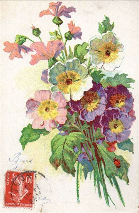 The Artzee Blog: Floral Card with Stamp Ephemera