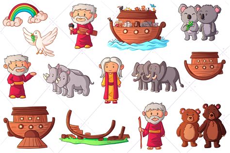 Noah's Ark Bible Story Clip Art By Keepin' It Kawaii | TheHungryJPEG