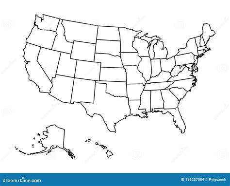 Blank Outline Map of United States of America. Simplified Vector Map Made of Thick Black Outline ...