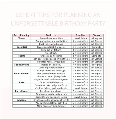 Free Birthday Party Templates For Google Sheets And Microsoft Excel - Slidesdocs