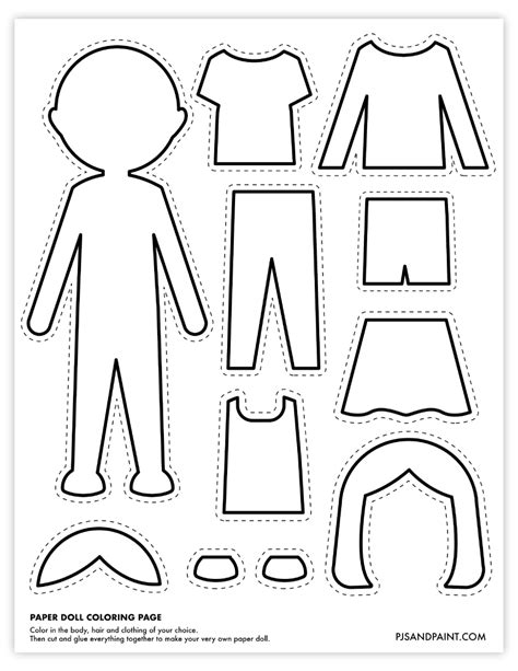 Free Printable Paper Doll Coloring Page - Pjs and Paint