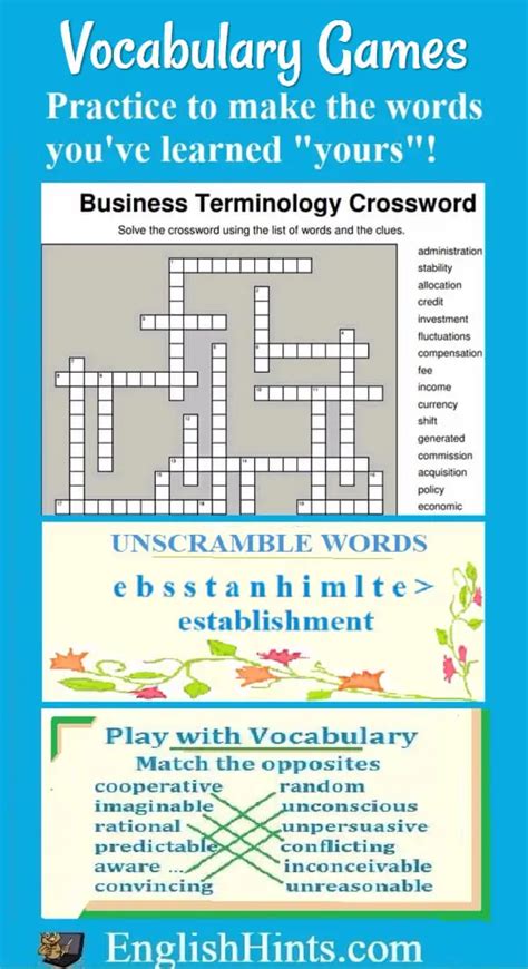 Online Vocabulary Games and Practice Activities