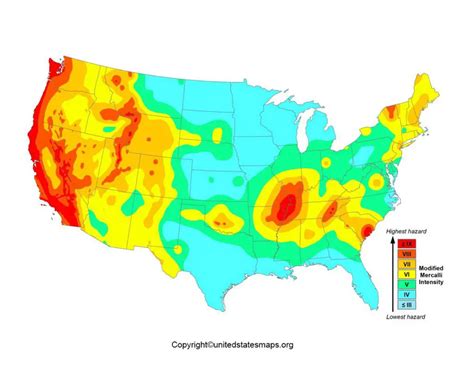 US Earthquake Map | USA Earthquake Risk Map Printable