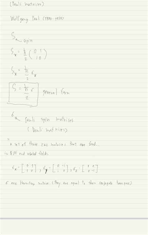 pauli matrices (pauli matrix, spin 1/2, spin, quantum mechanics) : r/PhysicsStepByStep